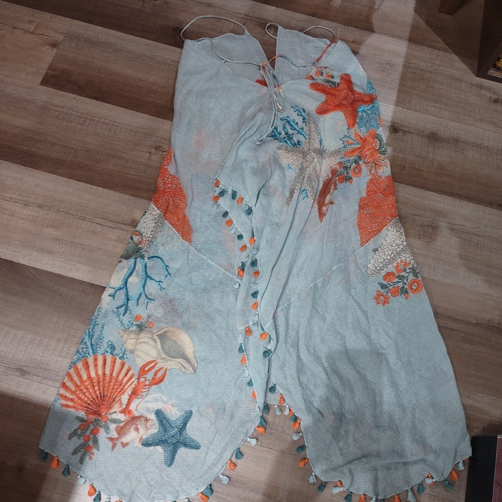 Aratta Cami Dress With Tassel Trim In Ocean View Print - Picture 7 of 11